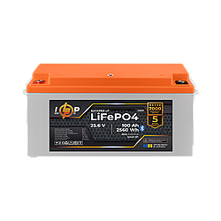 Акумулятор LP LiFePO4 25,6V - 100 Ah (2560Wh) (BMS 100A/50А) пластик Smart BT