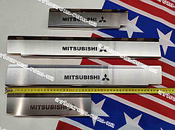 MITSUBISHI ECLIPSE CROSS *2017+ Мітсубісі Мітсубіші Екліпс Накладки на пороги Premium НЕРЖ з логотипом комплект 4 одиниці