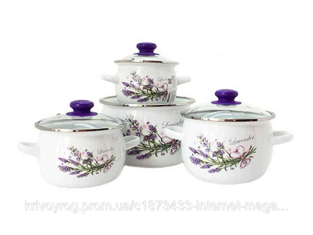 Набір посуду 4 предм. I6929 Бузковий букет лаванди (біла) ТМ IDILIA, фото 1