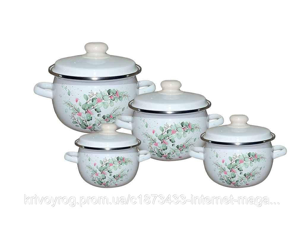 Набір посуду 4 предм. I929 Евкаліпт (біла) ТМ IDILIA, фото 1