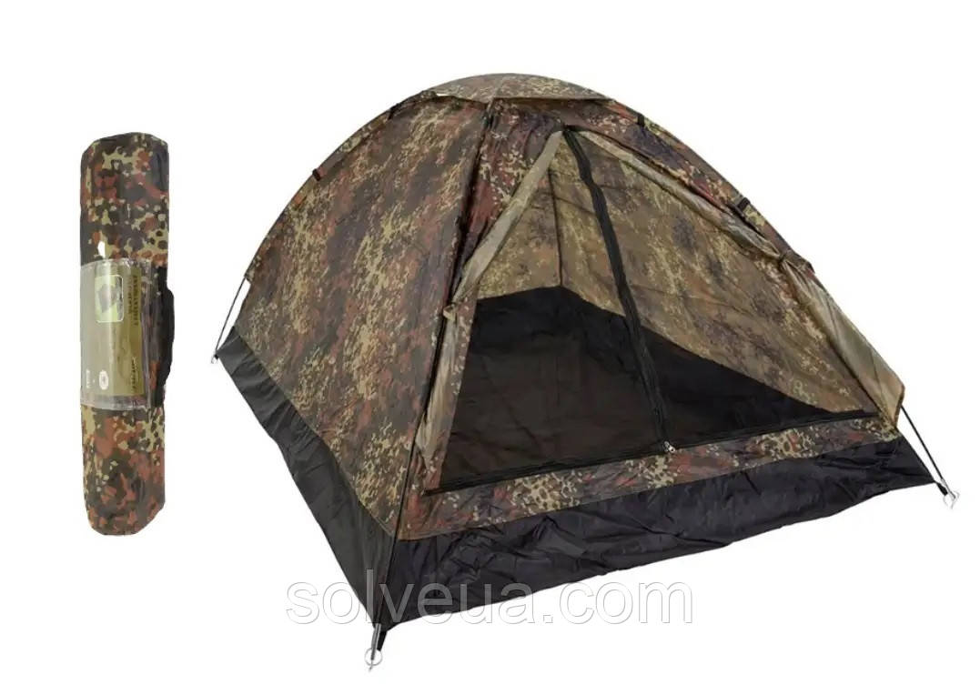 Туристичний Намет двомісний з чохлом до 5000 мм Mil-Tec Igloo 14207021 Flecktarn solve, фото 1