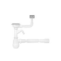 Сифон для кухонного миття Kroner KRP-KS02-1 3 1/2"х40/50 мм з відведенням для пральної машини, з квадратним