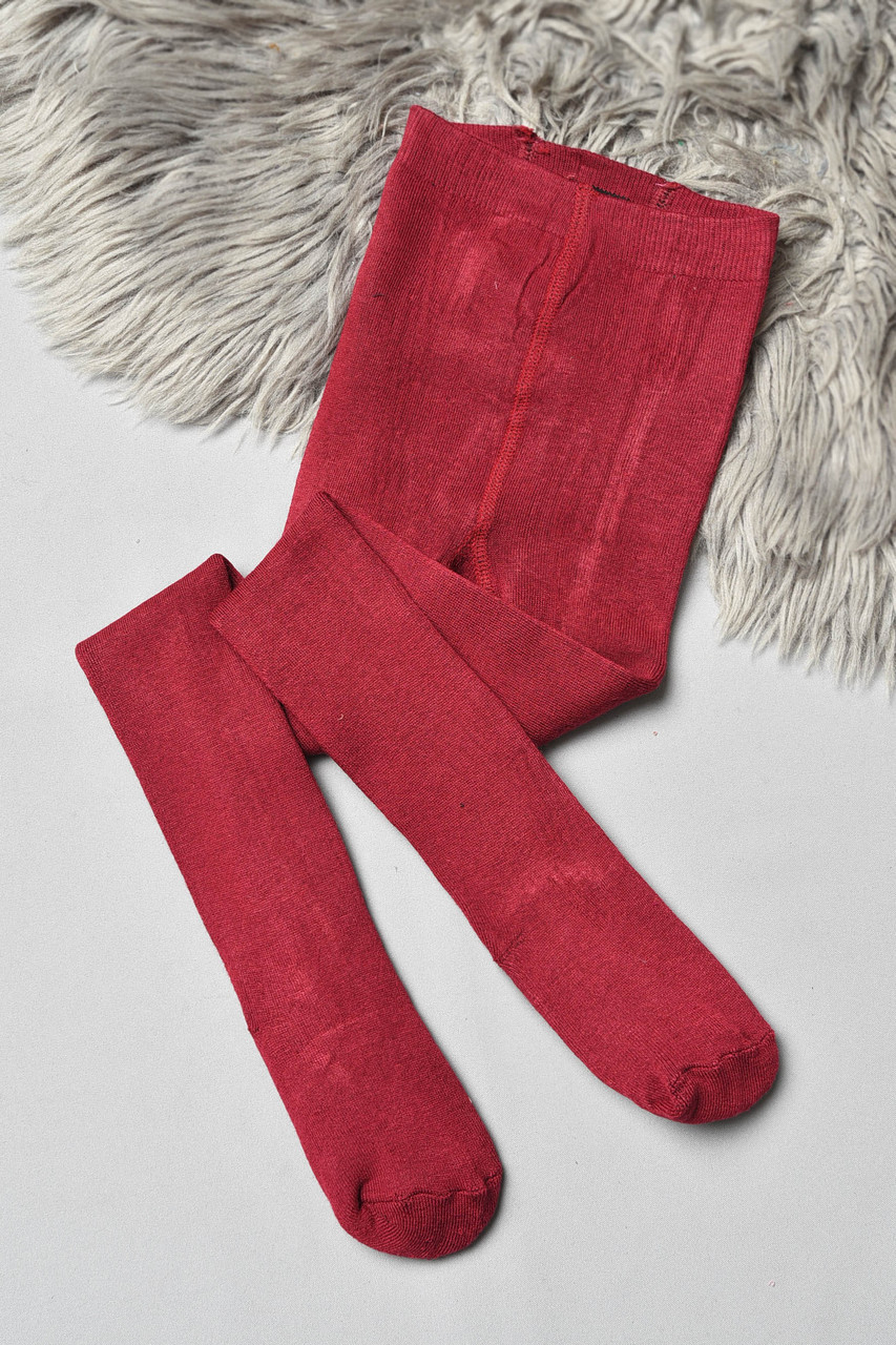 Колготи дитячі махрові для дівчинки однотонні бордового кольору р.140-152 191592T Безкоштовна доставка, фото 1