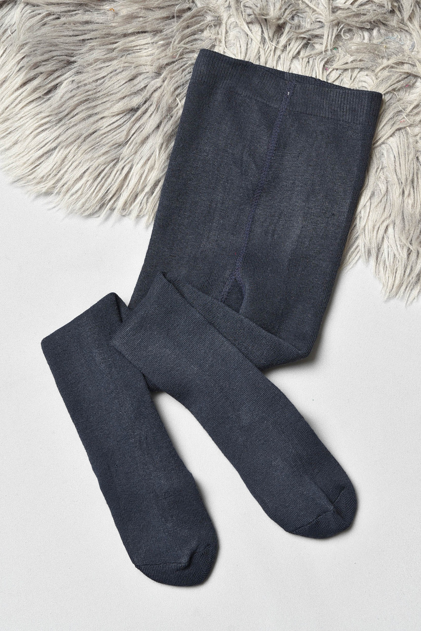 Колготи дитячі махрові для хлопчика однотонні темно-синього кольору 191653P, фото 1