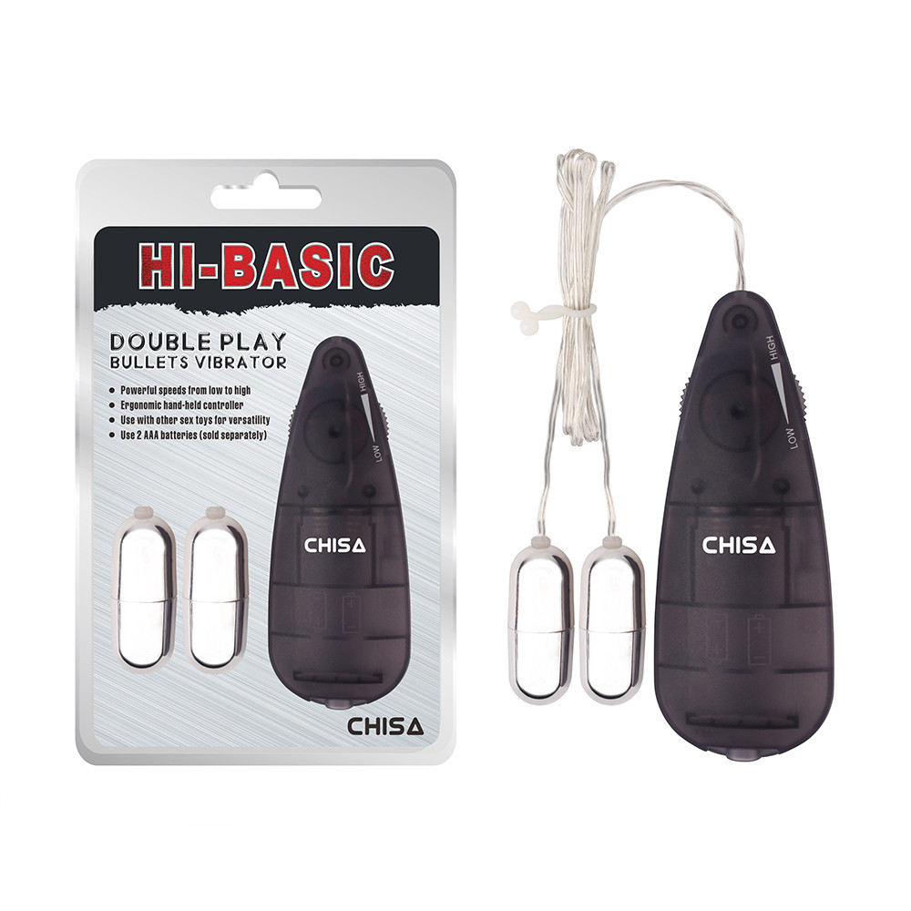 Вібропулі сріблясті Chisa Hi-Basic Double Play Bullets Vibrator з чорним пультом управління, фото 1