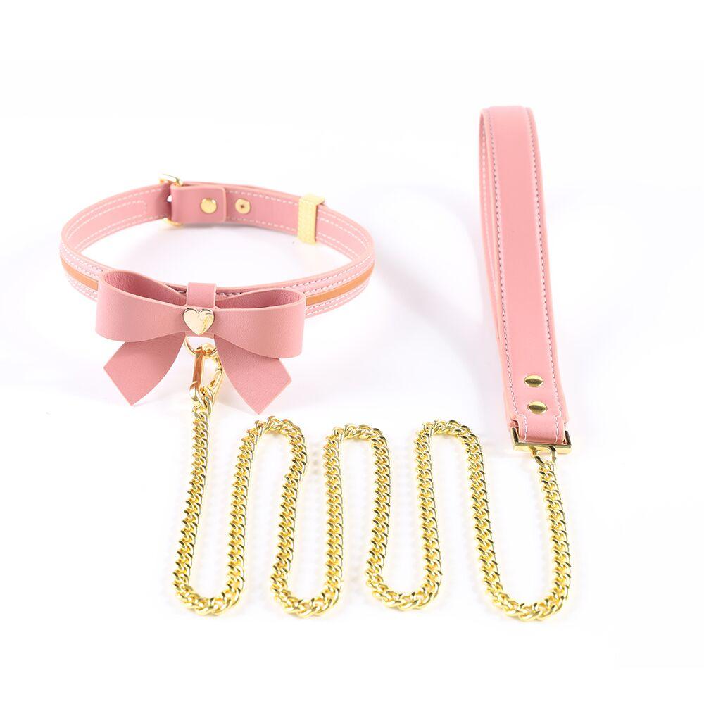 Повідець LOCKINK SEVANDA Love Heart Butterfly Leather Collar Set - Pink Bomba💣, фото 1