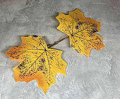 Кленовий лист (подвійний), 9*10,5 см, колір-помаранчево-жовтий, арт 017144, поштучно, Різнокольоровий