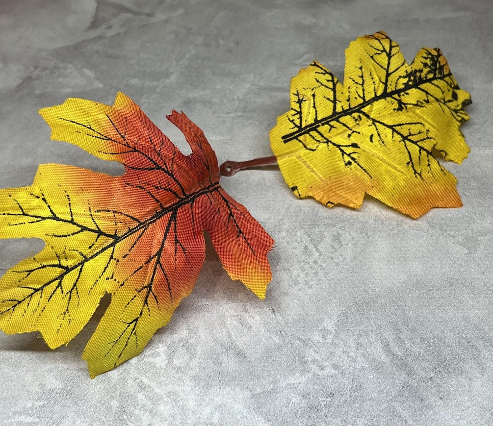 Дубовий лист (подвійний), розмір листка 8*7,5 см, колір-помаранчево-жовтий, шт, Різнокольоровий, фото 1