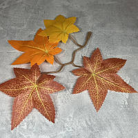 Кленовий лист, розмір композиції 16,5*14 см, колір-помаранчево-жовтий, арт 017151, 1 шт, Різнокольоровий