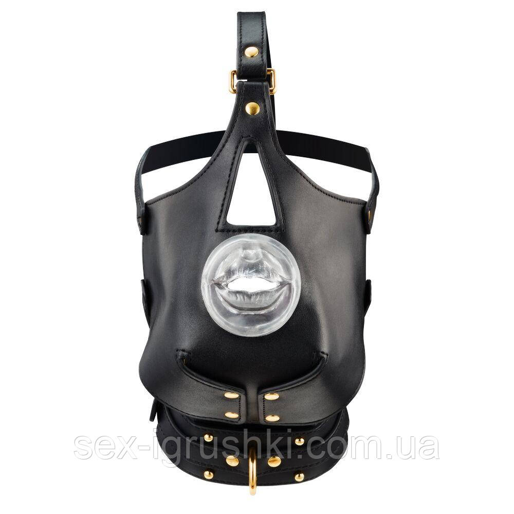 Маска-збруя для орального сексу з повідцем LOCKINK SEVANDA Blowjob Head Muzzle with Leash