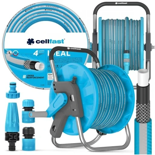 Садовий шланг Ideal 1/2" 50 м 10-242 Cellfast на стійці 50 м | пістолет-автоматичний згортав з комплектом