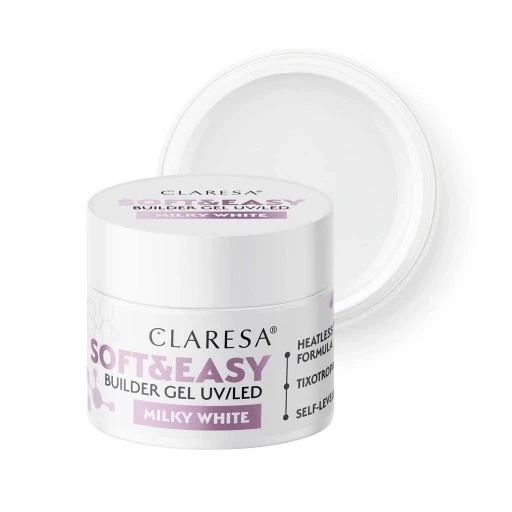 Набір з 2 шт. Claresa Soft&easy Milky White 45 G гель для нарощування нігтів 45г