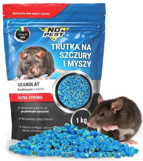 3 шт. Отрута приманка проти мишей та щурів No-pest 1 кг дуже сильна щури миші гранулований бродифакум 1 кг