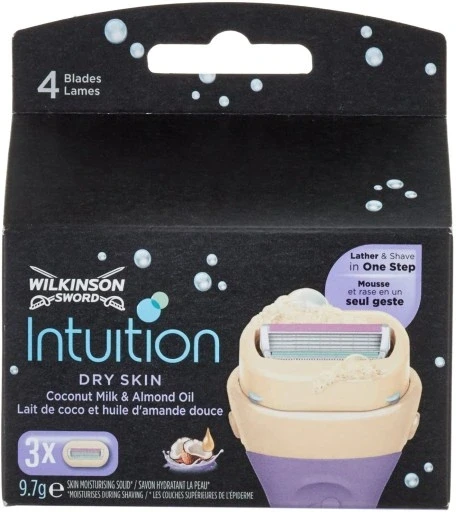 3 шт. Змінні леза для станків Wilkinson Sword Intuition 3 шт. для сухої шкіри штуки