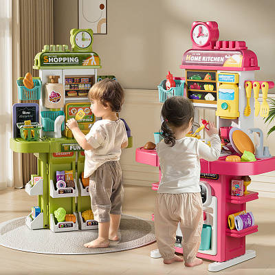 Великий багатофункціональний дитячий набір Кухня супермаркет 83 предмети Все найкраще для ігор у кухаря і продавця