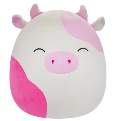 Squishmallows маскотка в біло-рожевій коров'ячій візерунок каедін 40 см