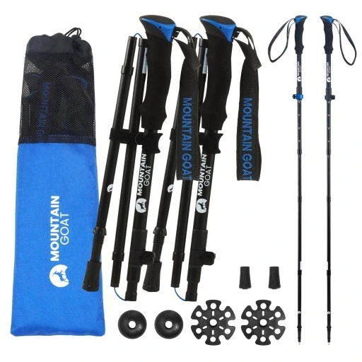 Палиці Mountain Goat Pro+ Blue 43-130 см відтінки блакитного палиці для нордичного ходіння трекінгу регульовані міцні 2 штуки