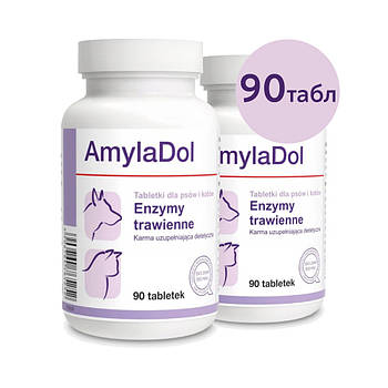 Аміладол AmylaDol 90 таб. Добавка ензими для травлення Собак та Котів Долфос DOLFOS