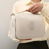 Дорожная косметичка однотонная складная сумка с кружевом и разделением для сухих и влажных вещей