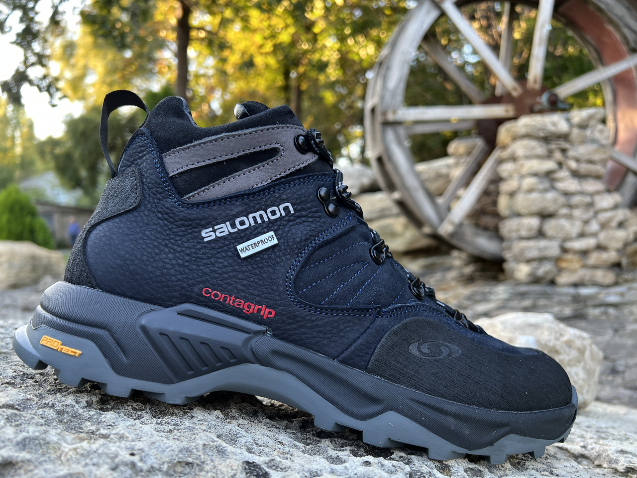 Спортивні шкіряні черевики, кросівки термо Salomon Contagrip Gore-Tex Denim, фото 1