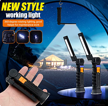 Ліхтар WorkLight акумуляторний пилу вологозахищений ліхтарик акумуляторний на магніті поворотний гак G52, фото 3