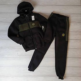 Чорний теплий зимовий спортивний костюм для хлопчика