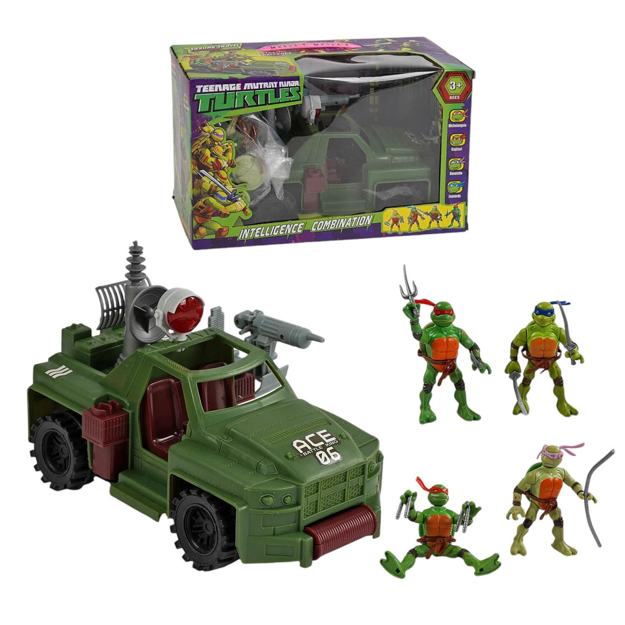 Ігровий набір Черепашки нідзя (машина, 4 черепашки, рухомі елементи) YM 505 A-3, фото 1