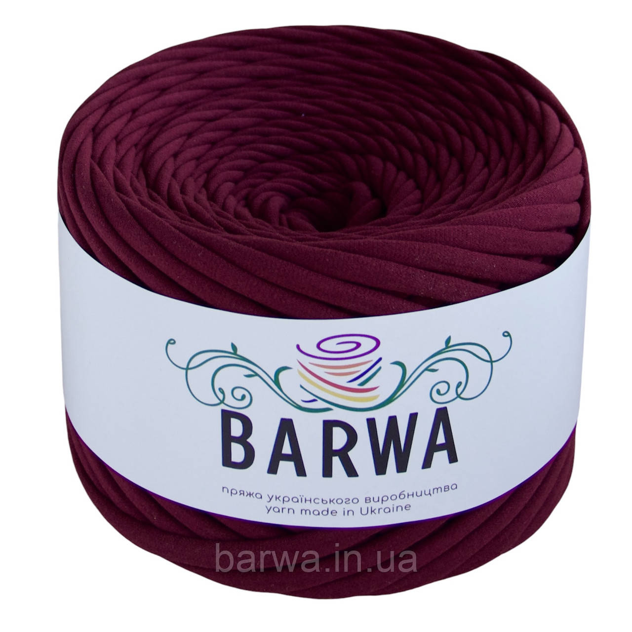 Пряжа трикотажна BARWA standart 7-9 мм (полубобина) колір Вишня