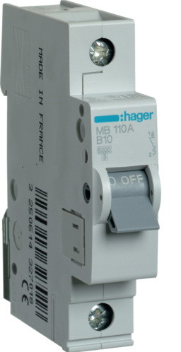 Автоматичний вимикач Hager 1П 10А тип В MB110A