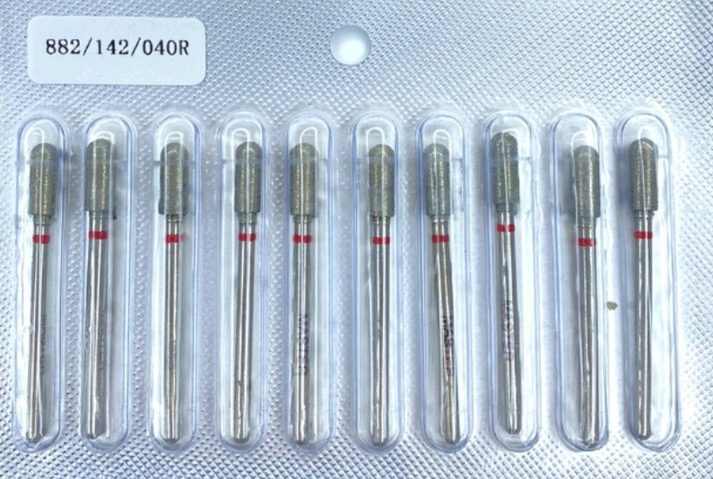 Насадка фреза алмазна червона для фрезера 4 мм закруглений циліндр