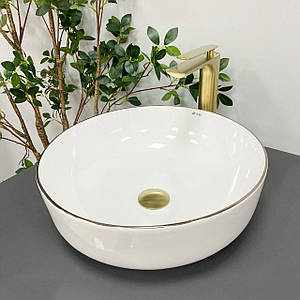 Умивальник (раковина) VBI BARI S WHITE GOLD EDGE накладний