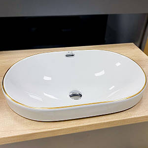 Умивальник (раковина) VBI GAETA WHITE GOLD EDGE врізний