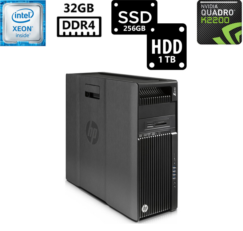 Комп'ютер HP Z640/Xeon E5-2609 v3 1.90GHz/32GB DDR4/SSD 256GB+HDD 1TB/NVIDIA Quadro K2200 4GB/925W Б/В