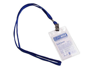 Бейдж-ідентифікатор верт., 64х108мм, зі шнурком на кліпі BM.5413 ТМ BUROMAX FG