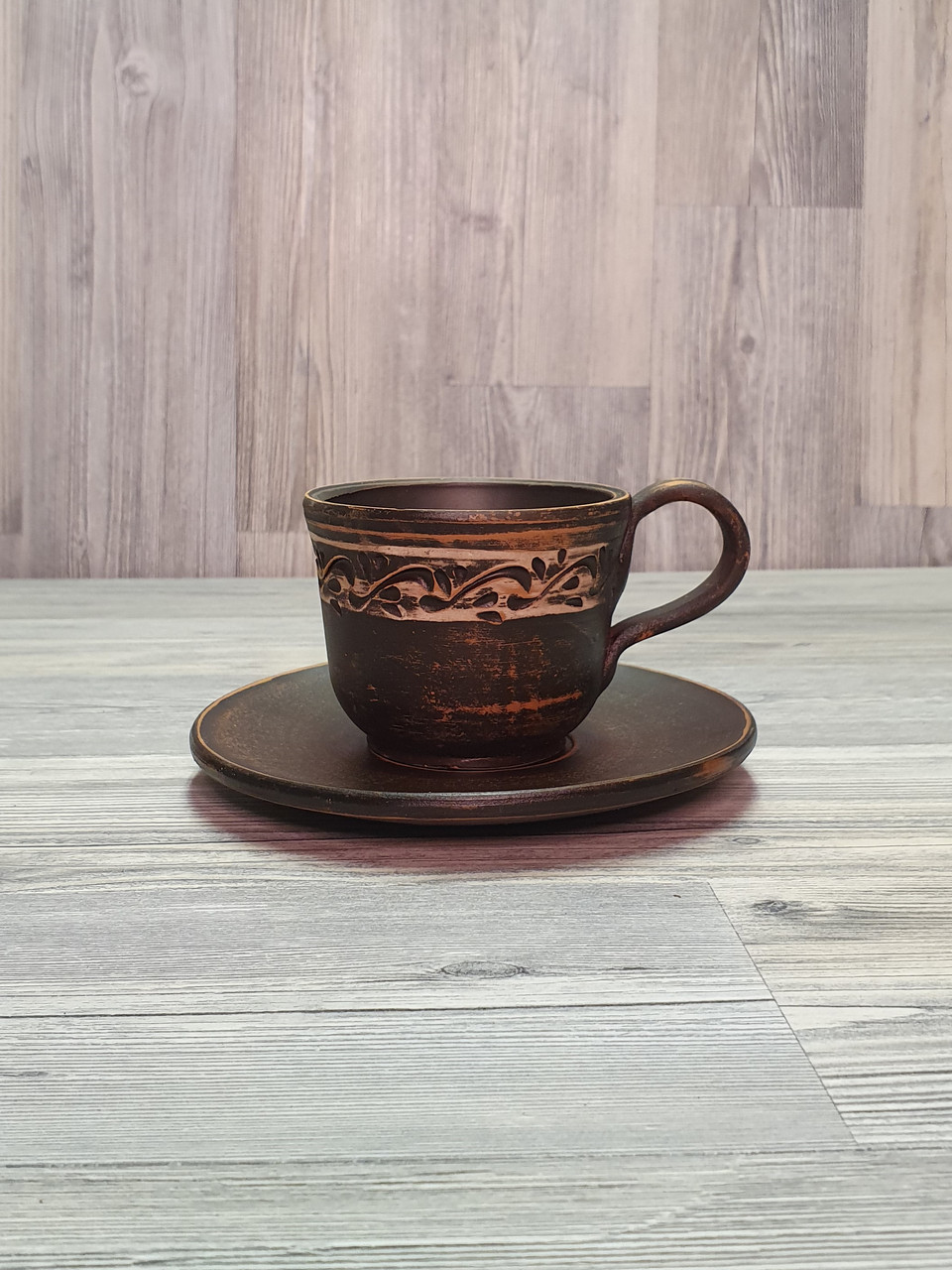 Чашка кавова з блюдцем (для кави з червоної глини) 0,15 л