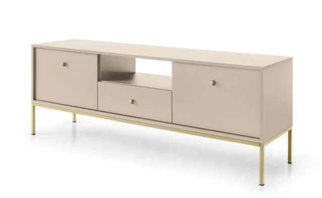 Тумба під телевізор Mono 153 см Беж пісочний / золоті ніжки ТМ Perfect Home Польща, фото 1