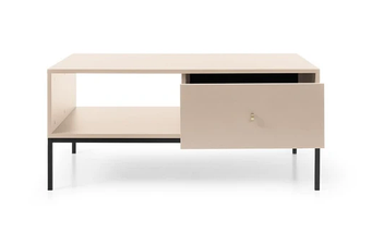 Стіл журнальний Mono 103*68 см з шухлядами Беж пісочний / ніжки чорні ТМ Perfect Home Польща, фото 4