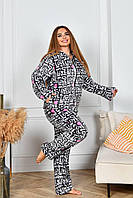 Шикарний стильний м'який махровий жіночий домашній костюм (махрова жіноча піжама) Love. Арт-1510/8 чорний