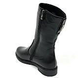 Сапожки середньої висоти чорні жіночі із замком шкіряні на вовні  Вілюс 0102 розмір 37, фото 5