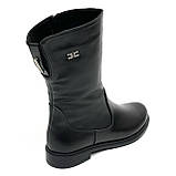 Сапожки середньої висоти чорні жіночі із замком шкіряні на вовні  Вілюс 0102 розмір 37, фото 7