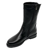 Сапожки середньої висоти чорні жіночі із замком шкіряні на вовні  Вілюс 0102 розмір 37, фото 8