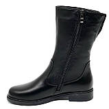 Сапожки середньої висоти чорні жіночі із замком шкіряні на вовні  Вілюс 0102 розмір 37, фото 2