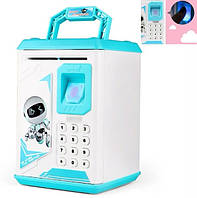 Електронна скарбничка-сейф Robot Bodyguard з кодовим замком відбитків пальців Синій