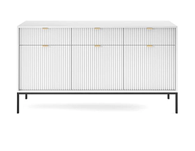 Комод Nova 154 см 3-дверний з шухлядами / МДФ білий чорні ніжки TM Perfect Home Польща, фото 3