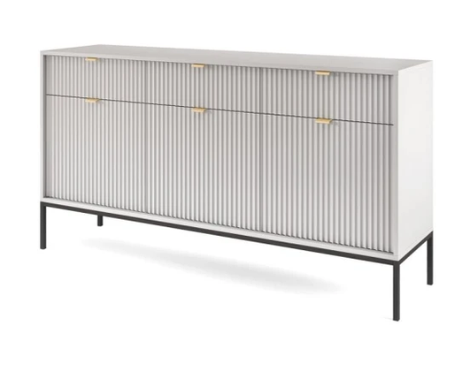 Комод Nova 154 см 3-дверний з шухлядами / МДФ сірий чорні ніжки TM Perfect Home Польща, фото 1