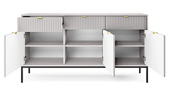 Комод Nova 154 см 3-дверний з шухлядами / МДФ сірий чорні ніжки TM Perfect Home Польща, фото 2