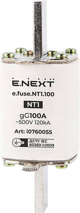 Запобіжник плавкий e.fuse.NT1.100, габарит 1, 100А, E.NEXT (i0760055), фото 1