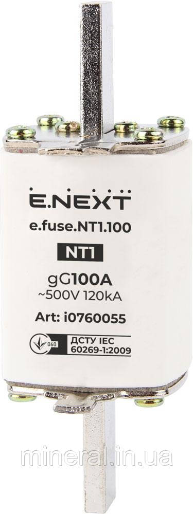 Запобіжник плавкий e.fuse.NT1.100, габарит 1, 100А, E.NEXT (i0760055)