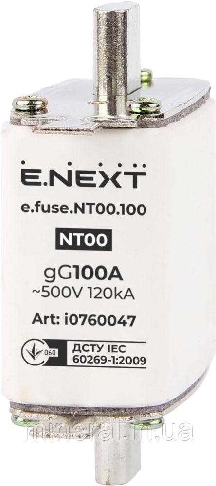 Запобіжник плавкий e.fuse.NT00.100, габарит 00, 100А, E.NEXT (i0760047)