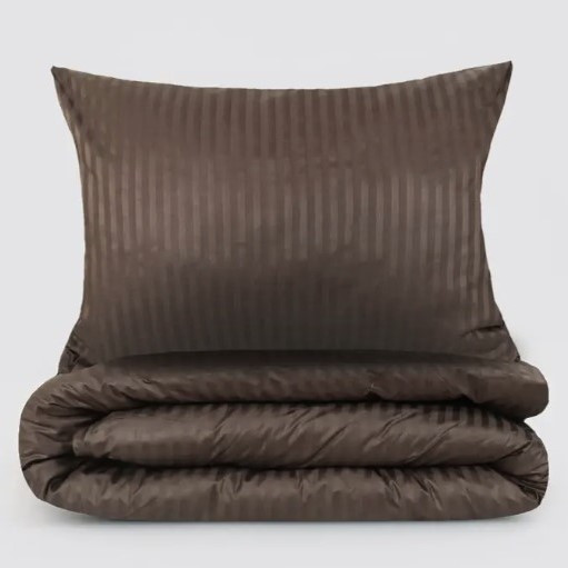 Простирадло 145х220см страйп сатин Ярослав №06 шоколад, фото 1